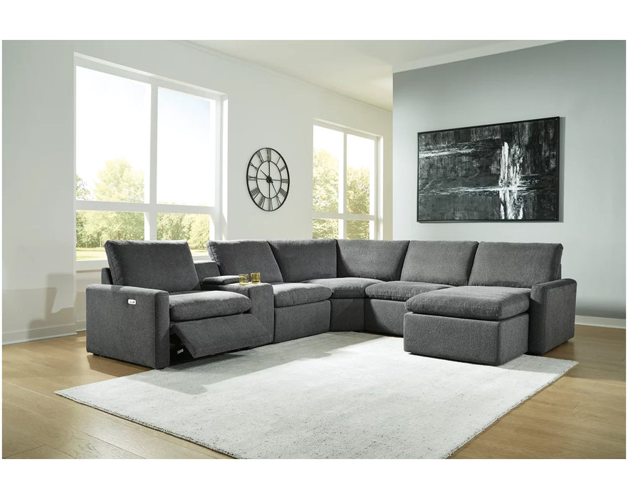 Hartsdale 6-Piece Raf Power Reclining Sectional with Console and Chaise