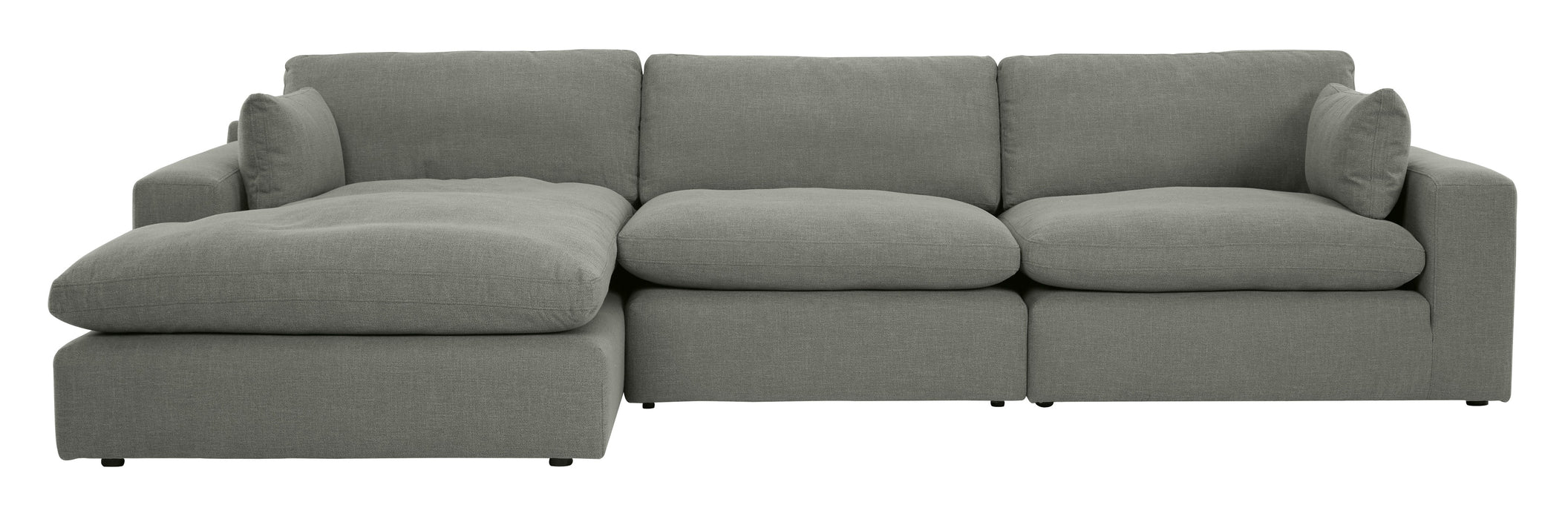 Elyza Smoke 3 Piece Laf Corner Sectional with Chaise