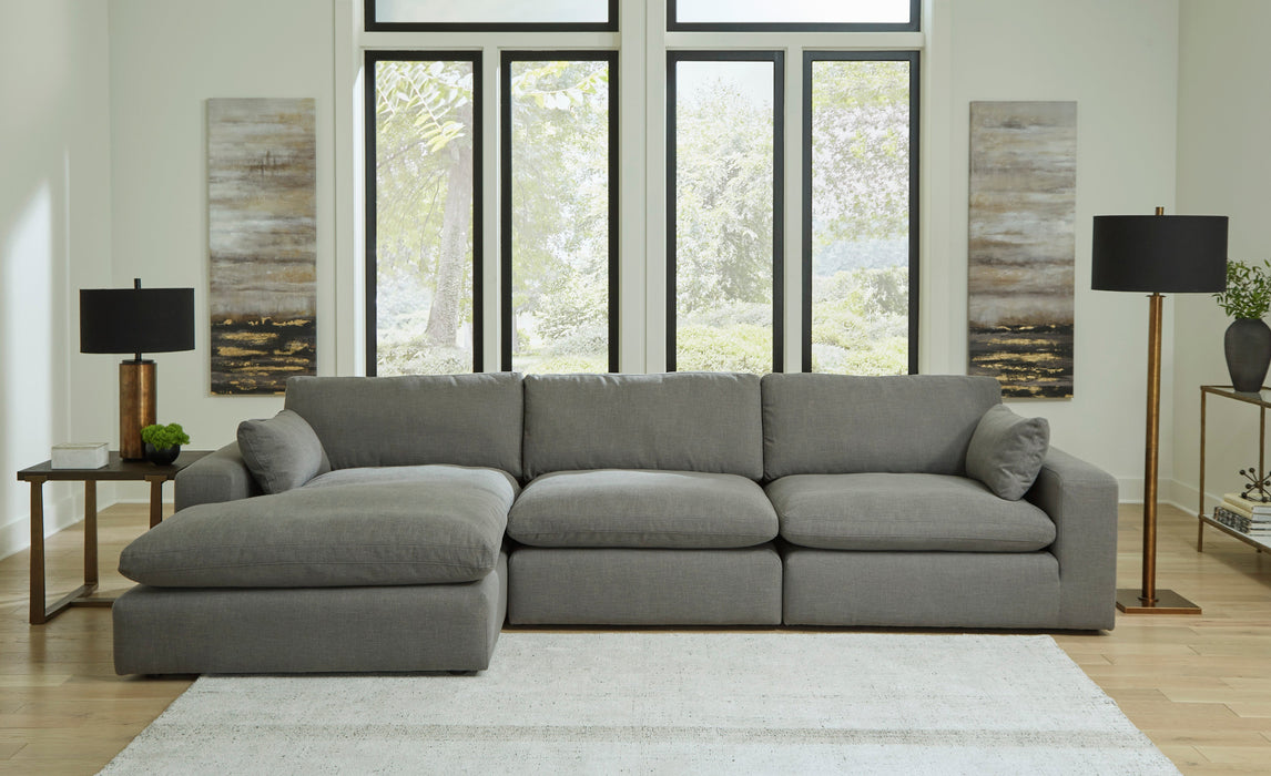Elyza Smoke 3 Piece Laf Corner Sectional with Chaise