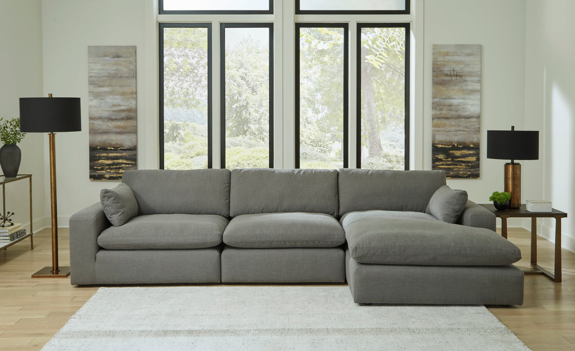 Elyza Smoke 3 Piece Raf Corner Sectional with Chaise