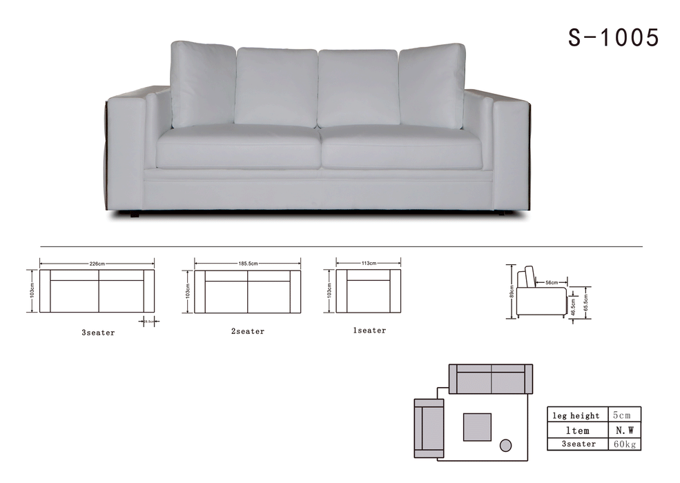 1005 White Living Room Set - Gate Furniture