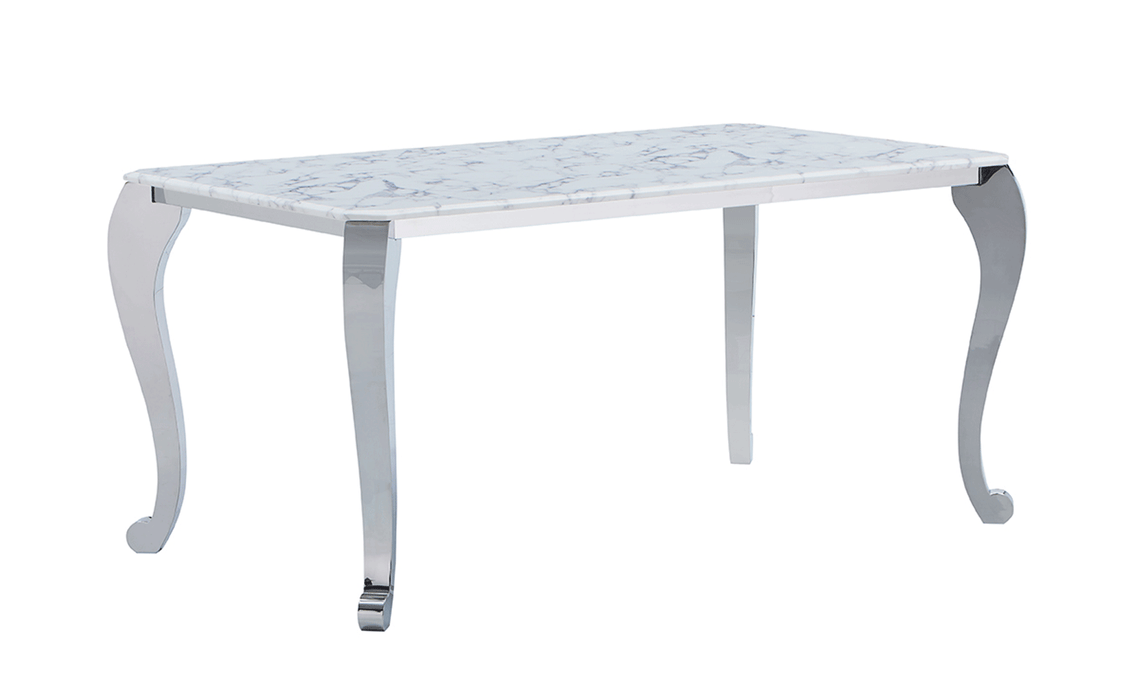 110 Marble Dining Table With 110 White Chairs Set - Gate Furniture