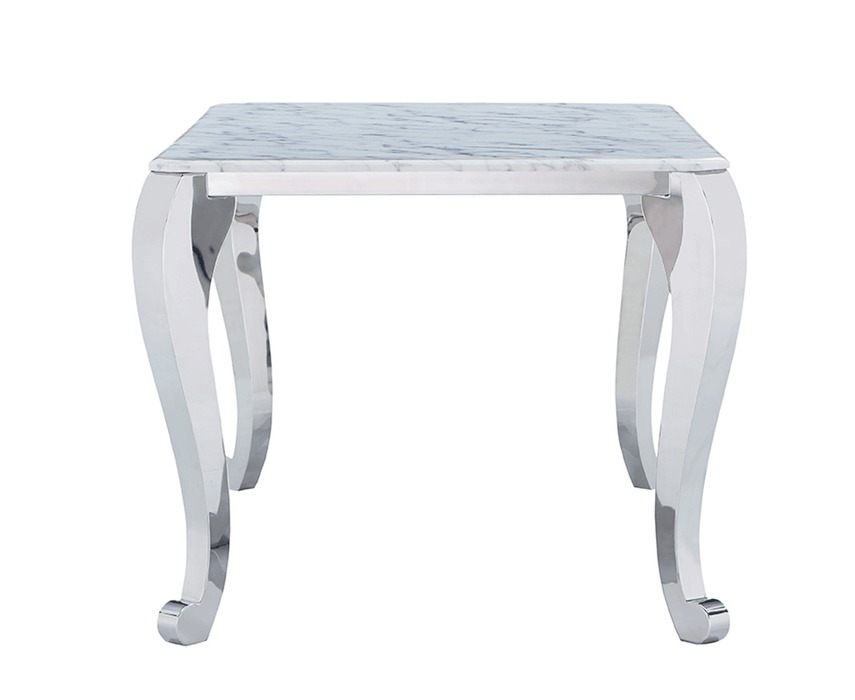 110 Marble Dining Table With 110 White Chairs Set - Gate Furniture