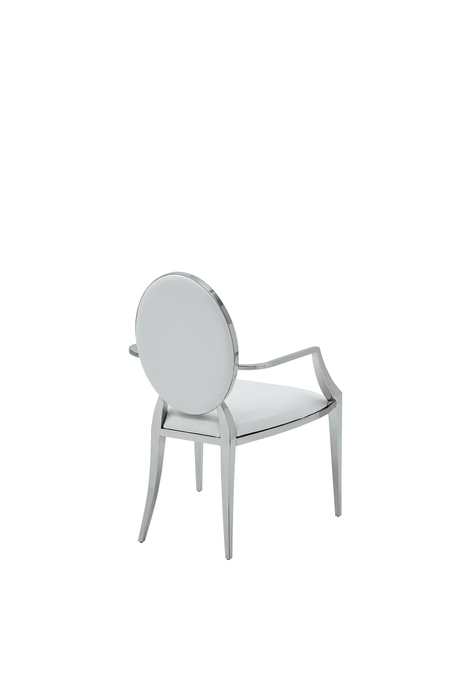 110 Marble Dining Table With 110 White Chairs Set - Gate Furniture
