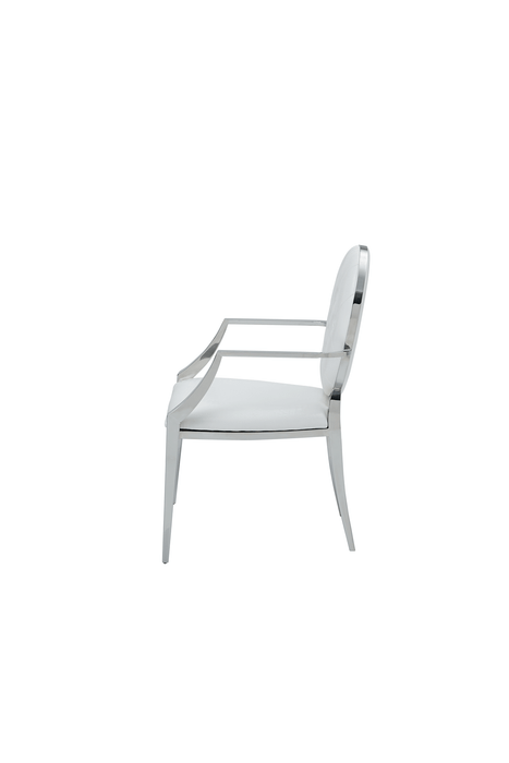 110 Marble Dining Table With 110 White Chairs Set - Gate Furniture