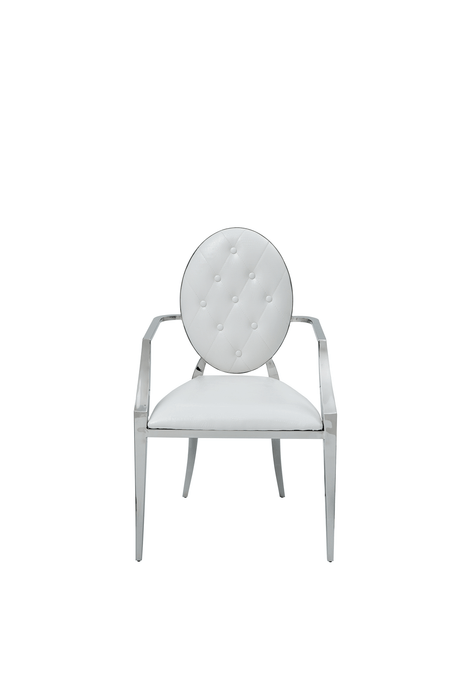 110 Marble Dining Table With 110 White Chairs Set - Gate Furniture