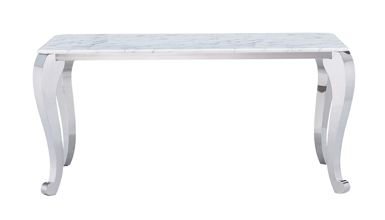 110 Marble Dining Table With 110 White Chairs Set - Gate Furniture