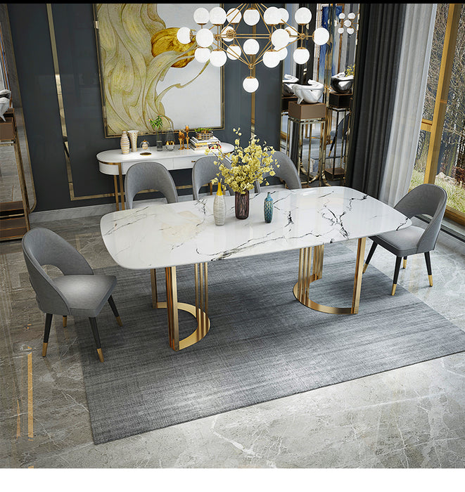 131 Gold Marble Dining Table - i27593 - In Stock Furniture