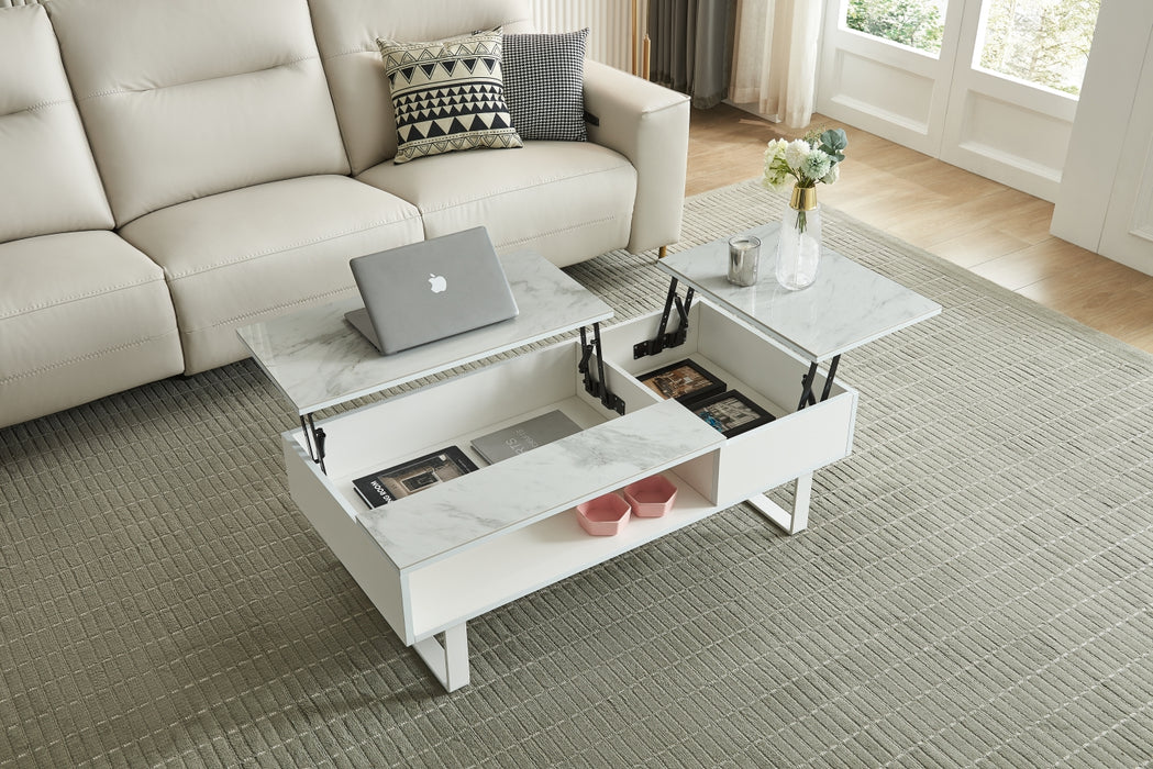 1388 Coffee Table W/ Storage White - i34873 - In Stock Furniture