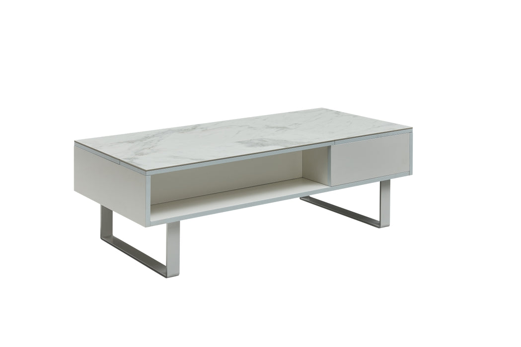 1388 Coffee Table W/ Storage White - i34873 - In Stock Furniture