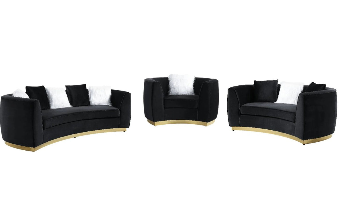 Achelle Black Velvet Living Room Set