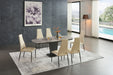 2417 Marble Table Grey Taupe With 3405 Chairs Beige Set - Gate Furniture