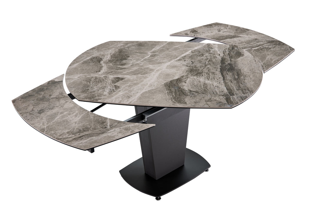 2417 Marble Table Grey Taupe With 3405 Chairs Beige Set - Gate Furniture