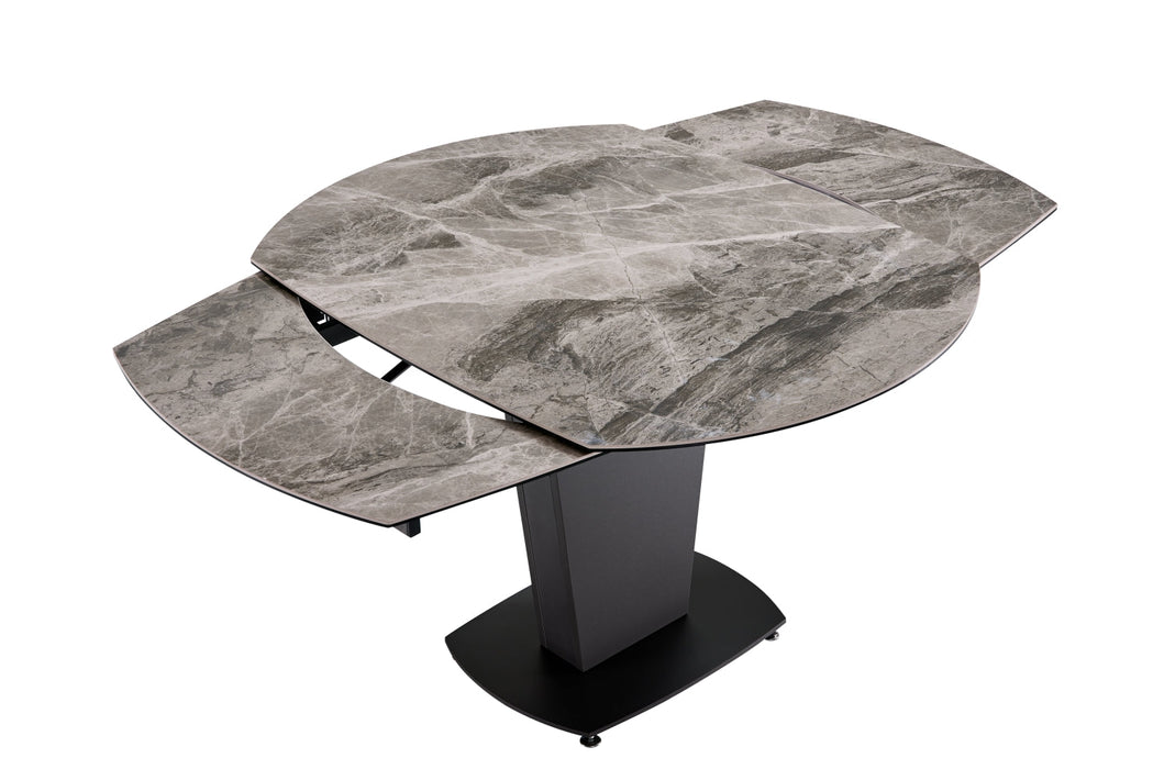 2417 Marble Table Grey Taupe With 3405 Chairs Beige Set - Gate Furniture