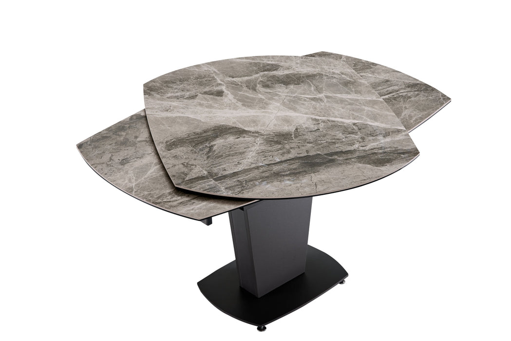 2417 Marble Table Grey Taupe With 3405 Chairs Beige Set - Gate Furniture