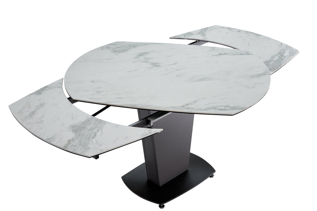2417 Marble Table White With 3405 White Chairs Set - Gate Furniture