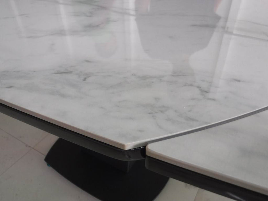 2417 Marble Table White With 3405 White Chairs Set - Gate Furniture