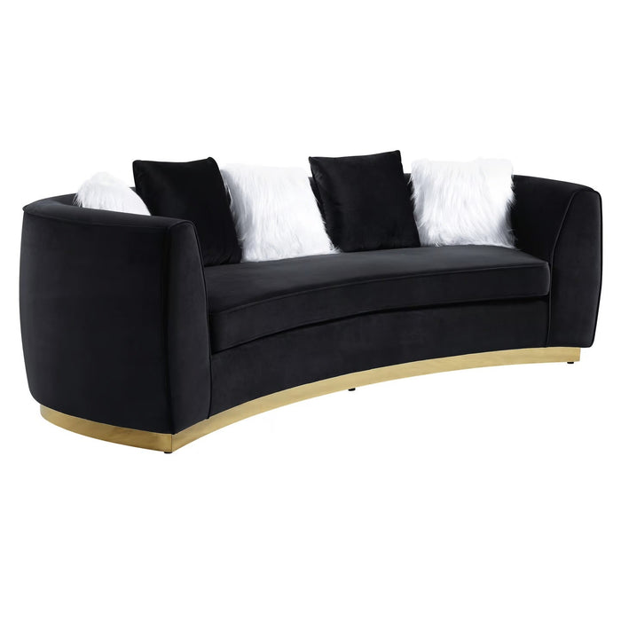 Achelle Black Velvet Living Room Set