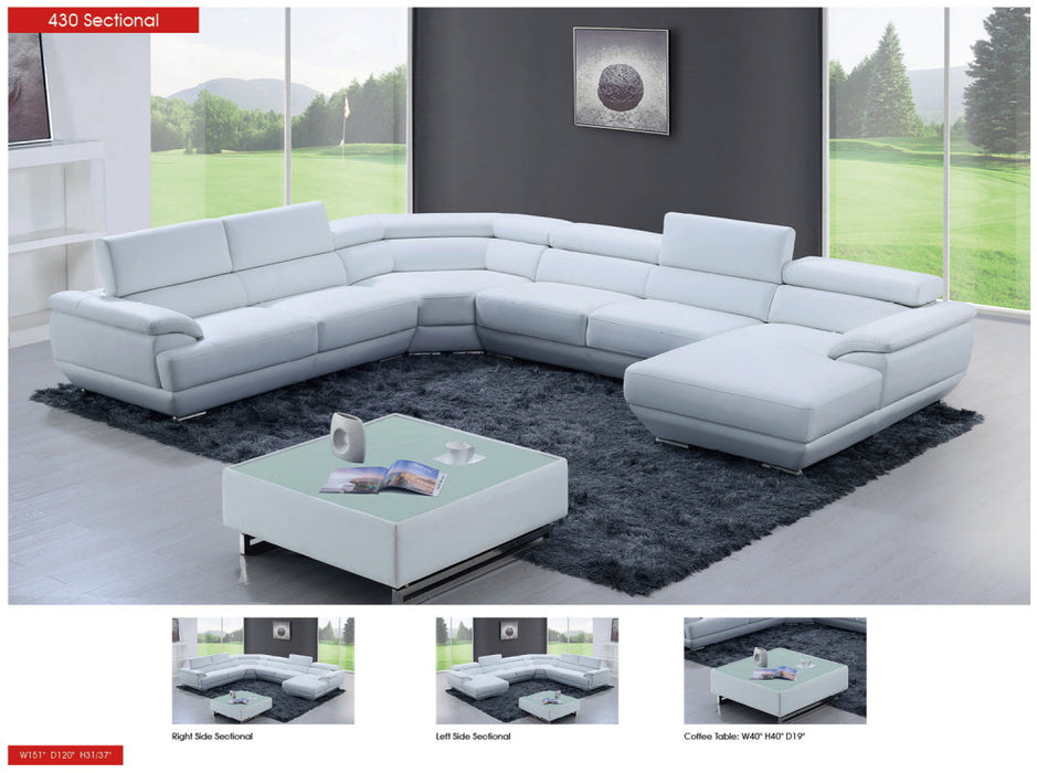 430 Sectional Pure White - i27451 - Gate Furniture