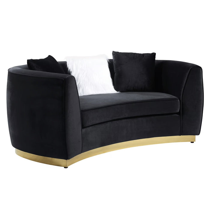 Achelle Black Velvet Living Room Set
