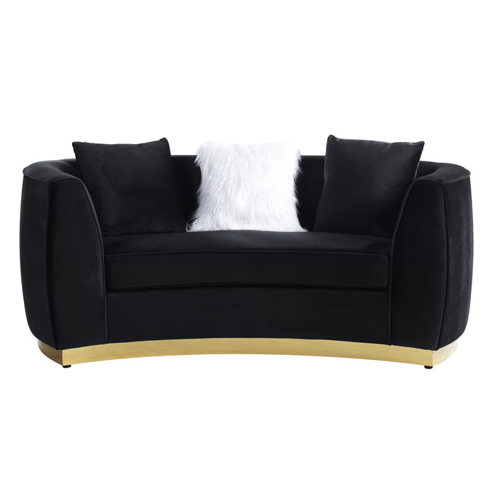 Achelle Black Velvet Living Room Set