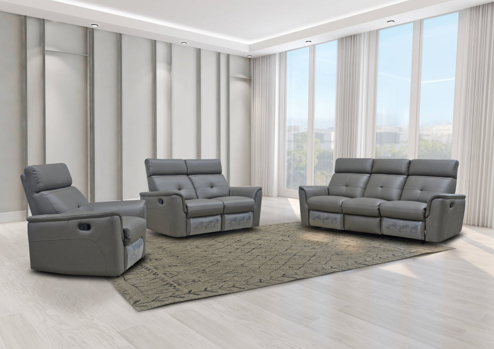 8501 Dark Grey W/Manual Recliner Set - Gate Furniture