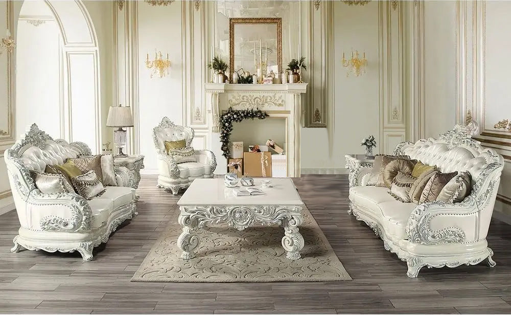 Adara Antique White Finish Living Room Set