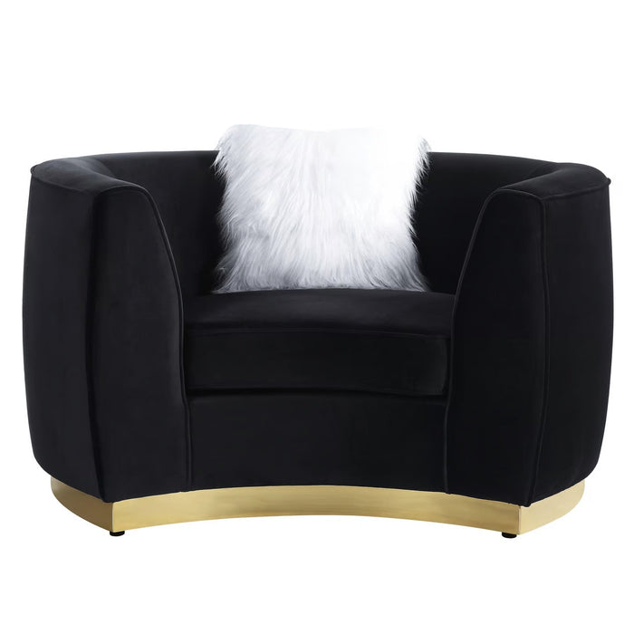 Achelle Black Velvet Living Room Set