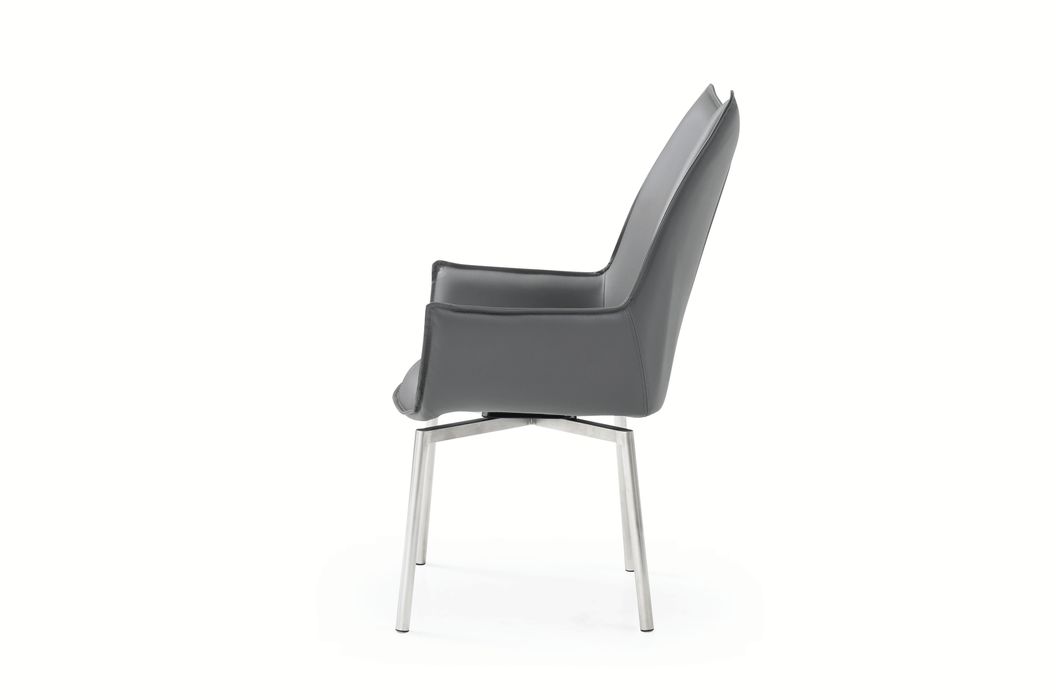 9437 Dining Table With 1218 Swivel Dark Grey Chair Set - Gate Furniture