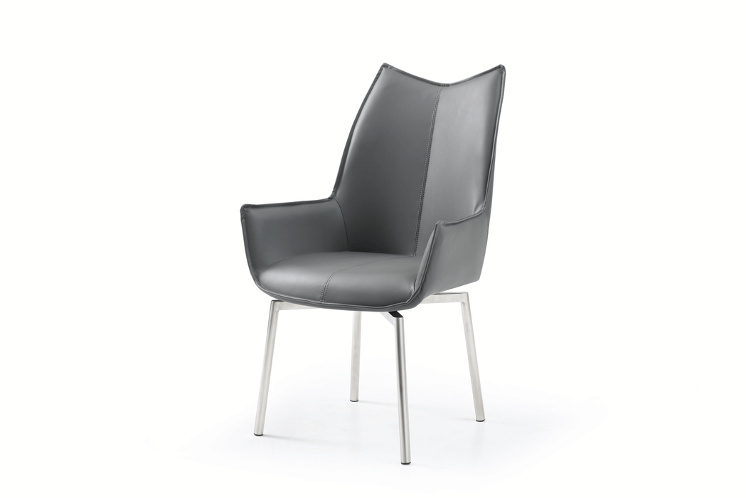 9437 Dining Table With 1218 Swivel Dark Grey Chair Set - Gate Furniture