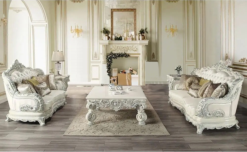Adara Antique White Finish Living Room Set