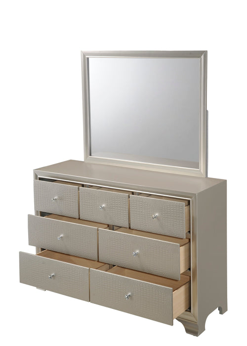 Lyssa Champagne LED Upholstered Panel Bedroom Set