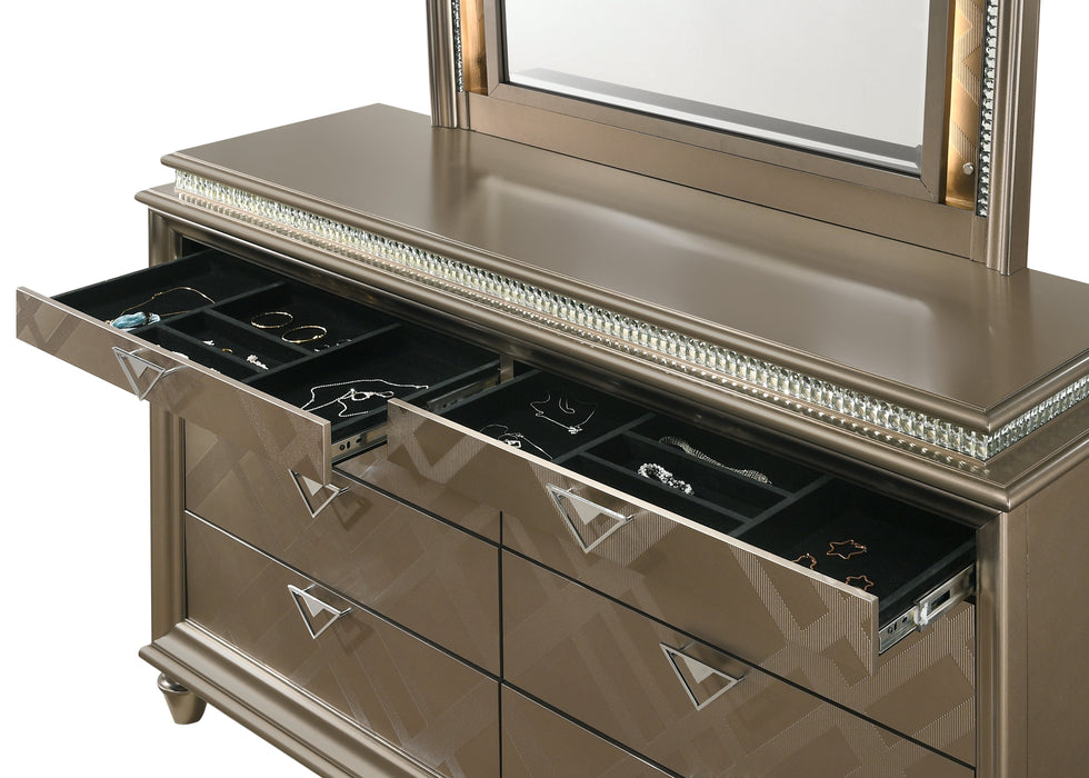 Cristal Gold LED Upholstered Panel Bedroom Set