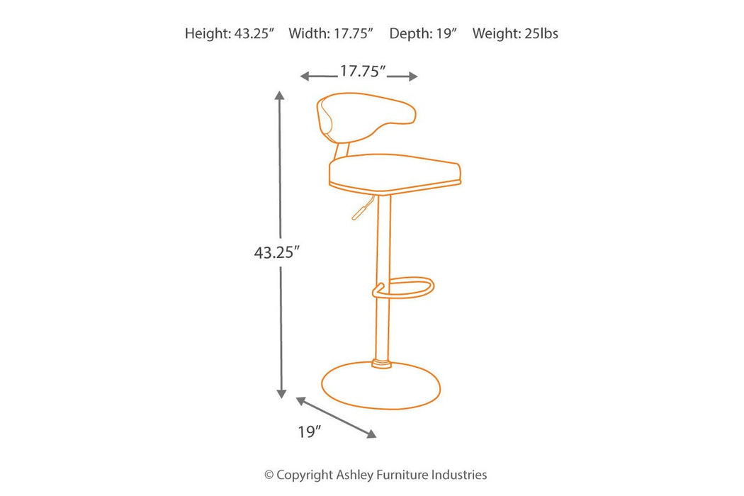 Bellatier Brown/Black Adjustable Height Bar Stool - Gate Furniture