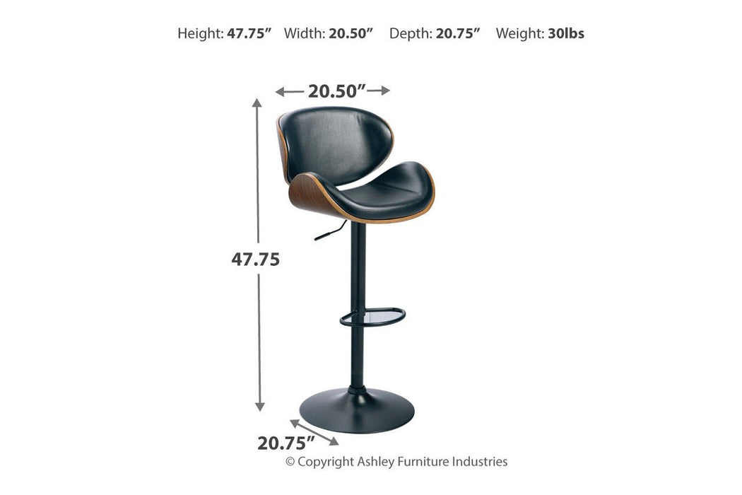 Bellatier Brown Adjustable Height Bar Stool - Gate Furniture