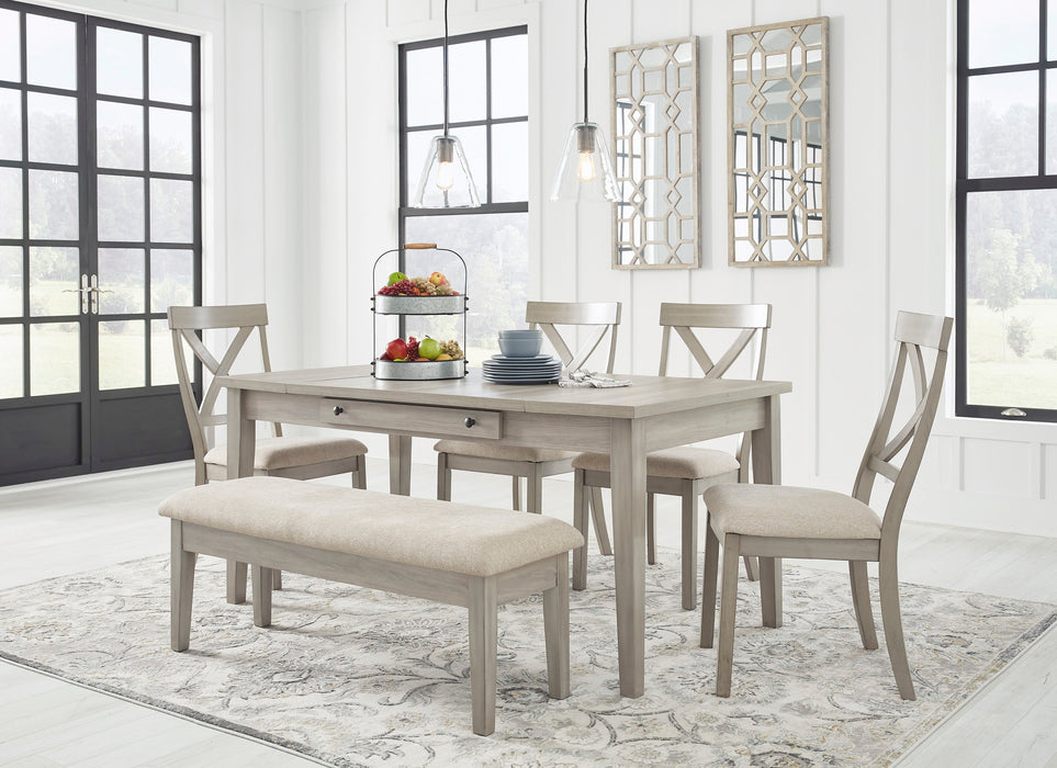 Parellen Beige/Gray Rectangular Storage Dining Set