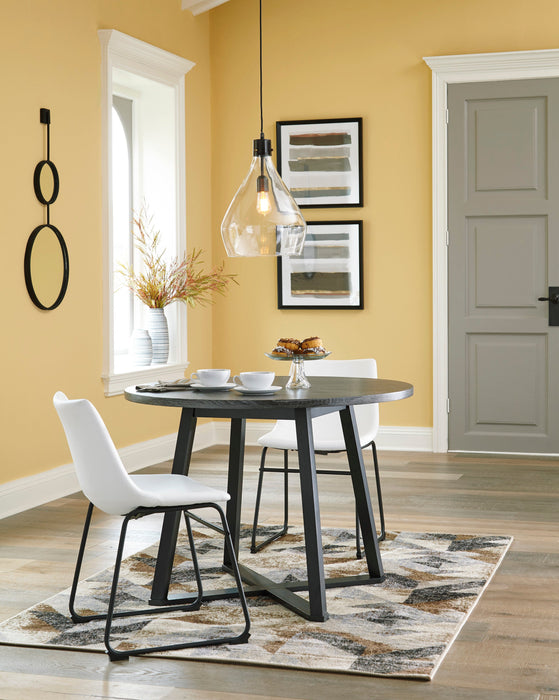 Centiar Gray/White 3-Piece Round Dining Set