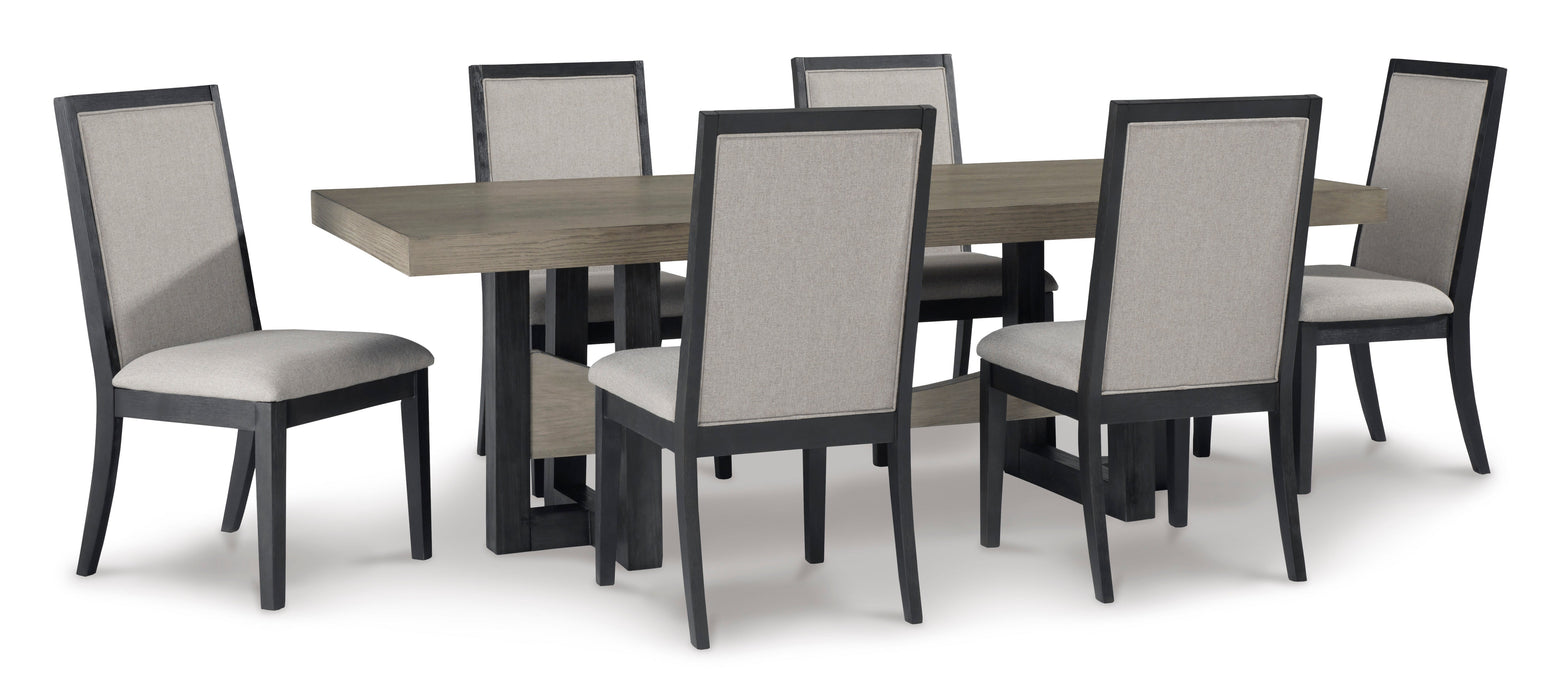 Foyland Light Gray/Black Rectangular Dining Set