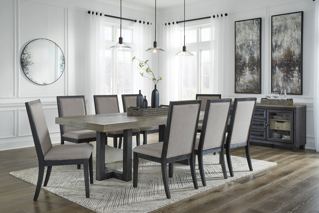 Foyland Light Gray/Black Rectangular Dining Set