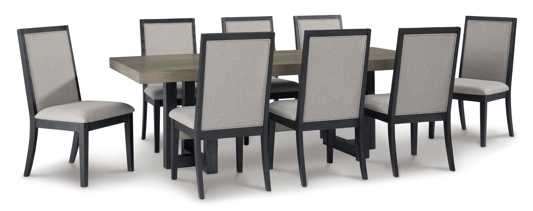 Foyland Light Gray/Black Rectangular Dining Set