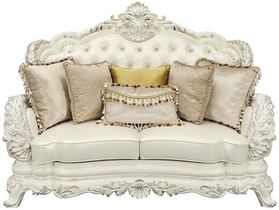 Adara Antique White Finish Living Room Set