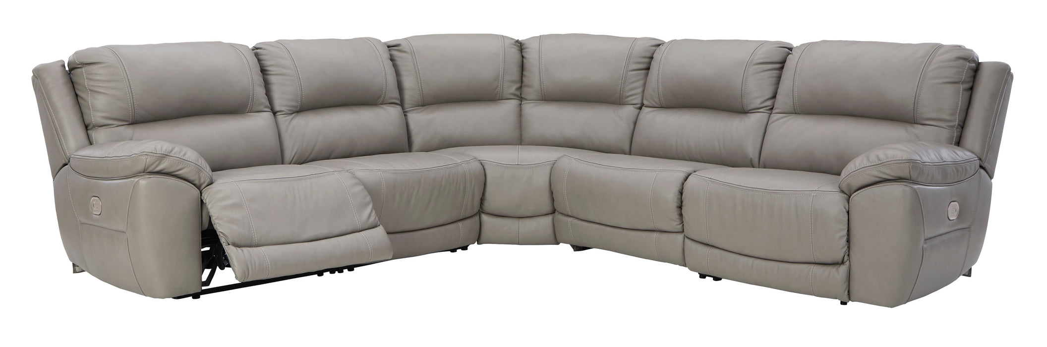Dunleith Gray Power Recliner 5pc Sectionals