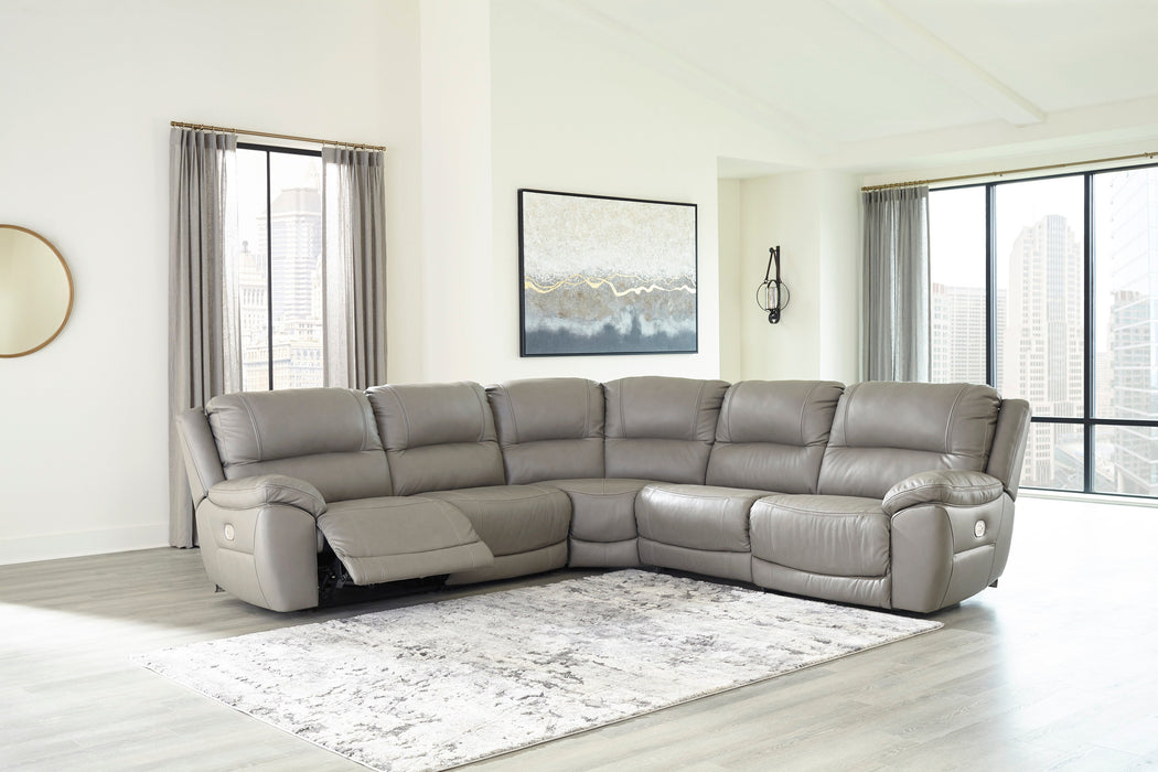 Dunleith Gray Power Recliner 5pc Sectionals