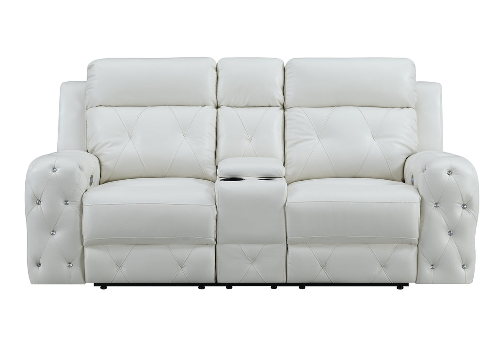 Relax White Power Recliner Living Room Set