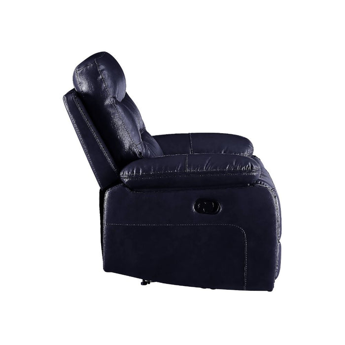 Aashi Navy Leather Reclining Living Room Set