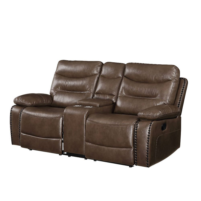 Aashi Brown Leather Reclining Living Room Set