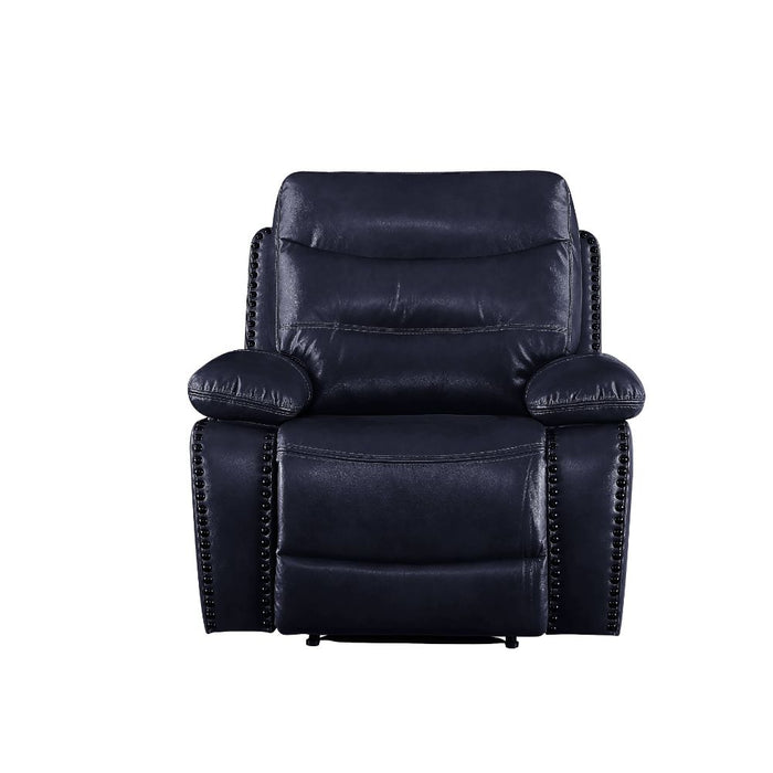 Aashi Navy Leather Reclining Living Room Set