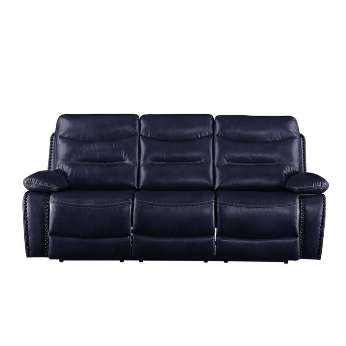 Aashi Navy Leather Reclining Living Room Set