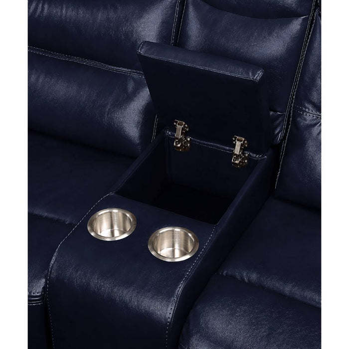 Aashi Navy Leather Reclining Living Room Set