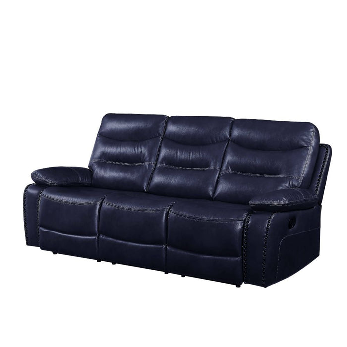 Aashi Navy Leather Reclining Living Room Set